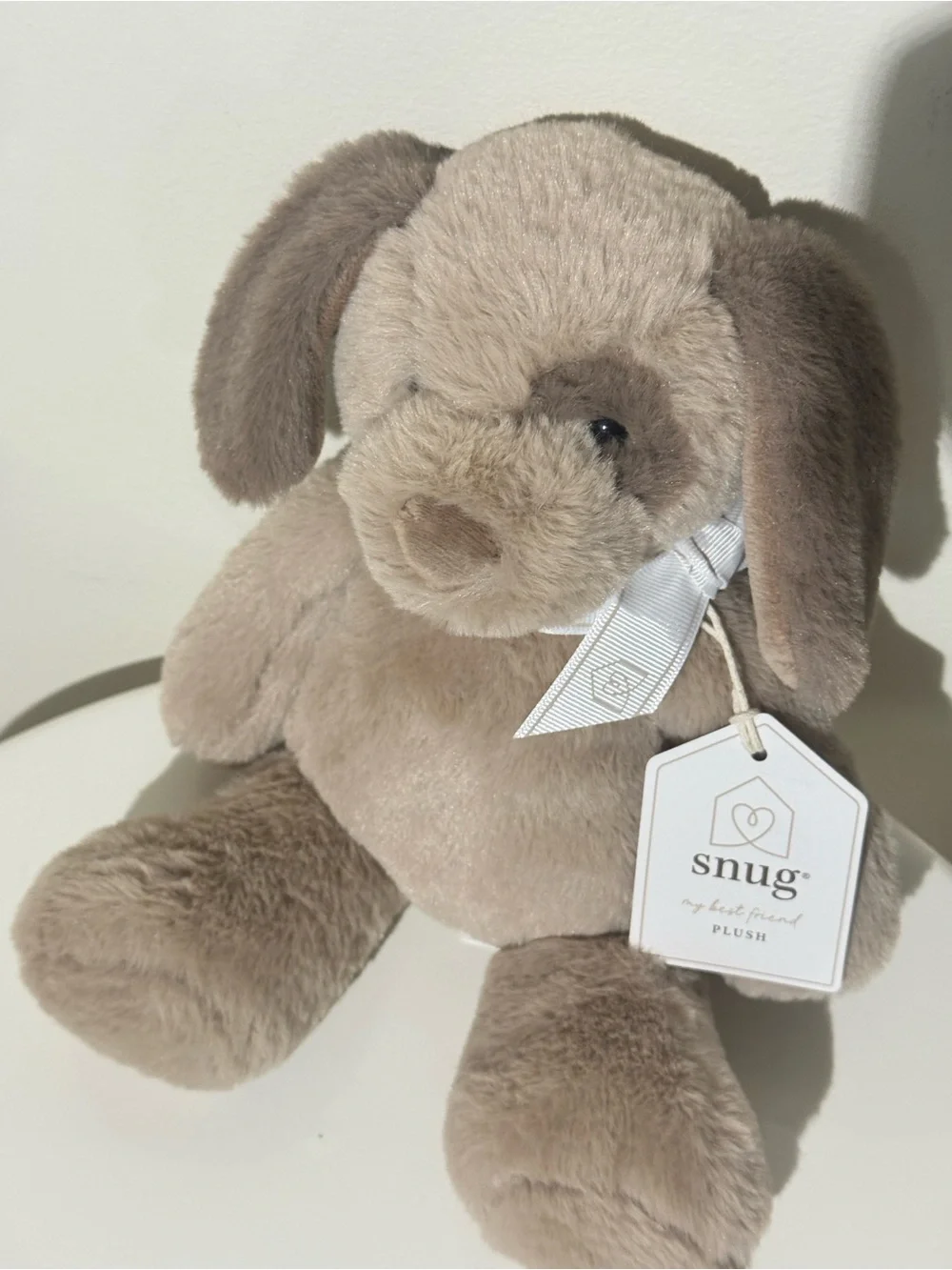 Plush Puppy Dog Toy in Taupe